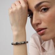 十字架 レディース名入れブレスレット・ ピカソジャスパー ストーン［スターリングシルバー］