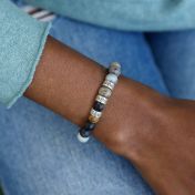 ピカソジャスパーレディース名入れブレスレット[スターリングシルバー]