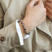 ピンクジャスパーレディースの名入れブレスレット［ゴールドメッキ］