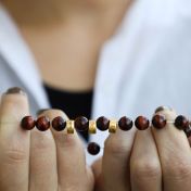 Red Tiger Eye Bracelet Stretchy with Names for Women