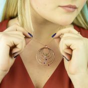 愛の世界誕生石ハンマーテクスチュア・ネックレス［ローズゴールドメッキ］