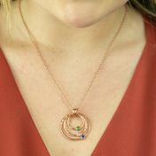 愛の世界誕生石ハンマーテクスチュア・ネックレス［ローズゴールドメッキ］