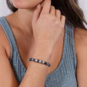 ヘマタイトとアゲート名入れブレスレット［スターリングシルバー］