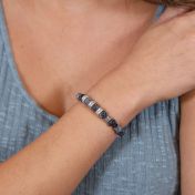 ヘマタイトとアゲート名入れブレスレット［スターリングシルバー］