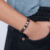 溶岩石とアゲート名入れブレス［スターリングシルバー］