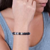 溶岩石とアゲート名入れブレス［スターリングシルバー］