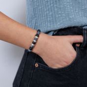 オニキスとアゲート名入れブレスレット［スターリングシルバー］