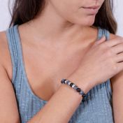 オニキスとアゲート名入れブレスレット［スターリングシルバー］