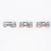 黒いファミリーサークル・スピナーリング[スターリングシルバー] ・3スピナー