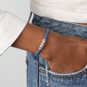 心の絆 名入れブレスレット [青いスエード]