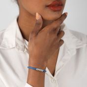 心の絆 名入れブレスレット [青いスエード]