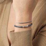 Gray Suede Name bracelet with Sterling Silver engraved charms. 