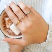 心の絆誕生石リング・ハート　[18Kゴールドメッキ]