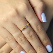 心の絆誕生石リング・ハート　[18Kゴールドメッキ]