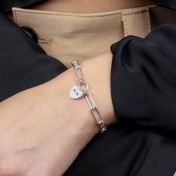 心の絆イニシャルペーパークリップブレスレット［スターリングシルバー］