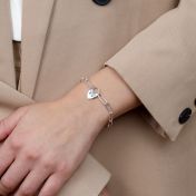 心の絆イニシャルペーパークリップブレスレット［スターリングシルバー］