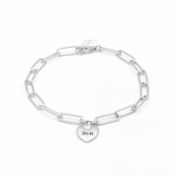 心の絆イニシャルペーパークリップブレスレット［スターリングシルバー］