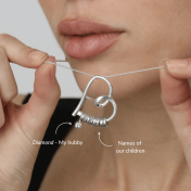 心の絆名入れネックレス・ダイアモンド付き [スターリングシルバー]