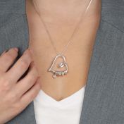 心の絆名入れネックレス・ダイアモンド付き [スターリングシルバー]