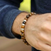 茶色のタイガーアイ・メンズ名入れブレスレット