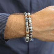 ピカソジャスパー星座メンズ ブレスレット［スターリングシルバー］